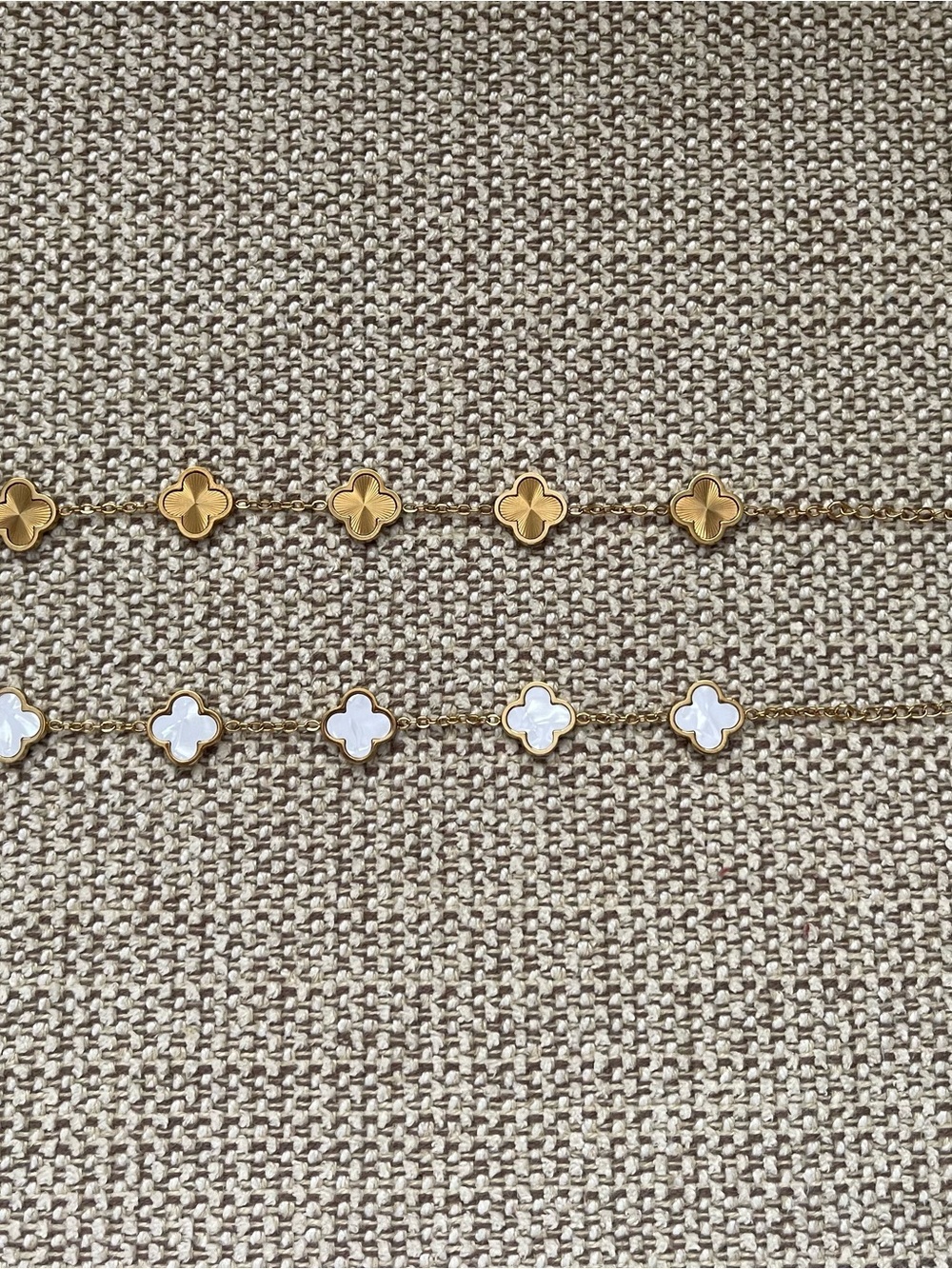 Gold Clover Bracelets Gold-Tone & Gold-Tone with Mother-of-Pearl Accents